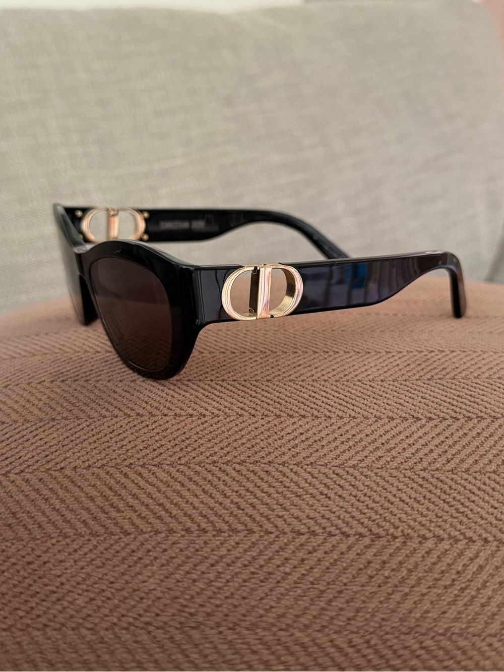 Dior Black Sunglasses with Gold CD Emblem